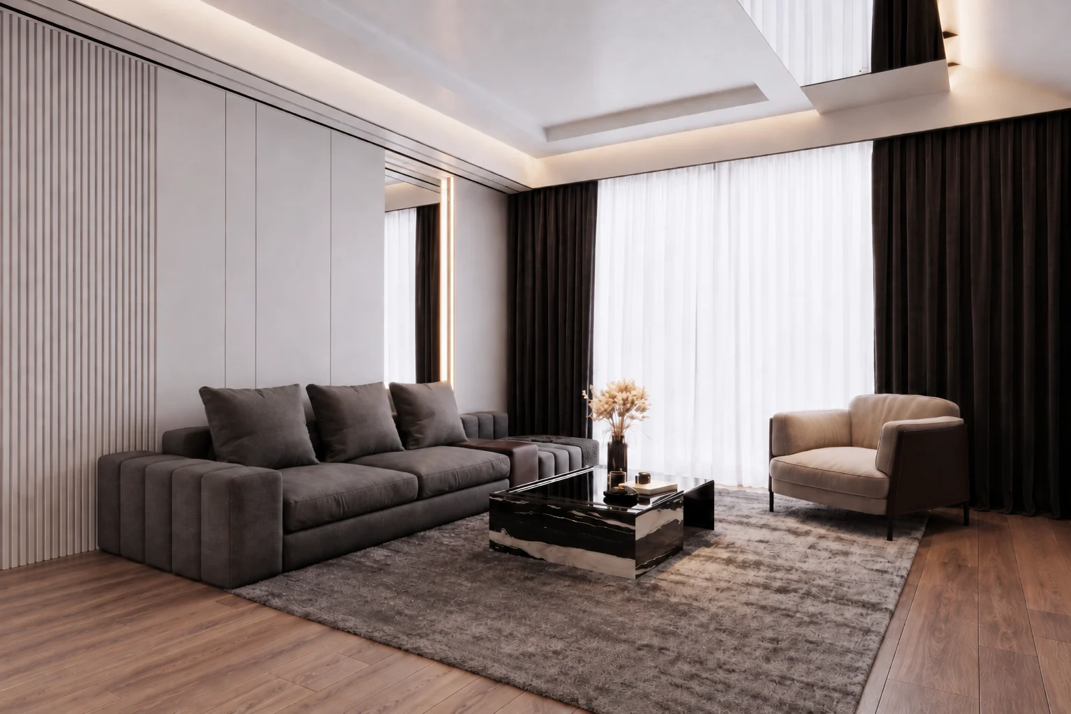 Brickell Dark Luxury Apartment - Residential interior design project by Adi Asher