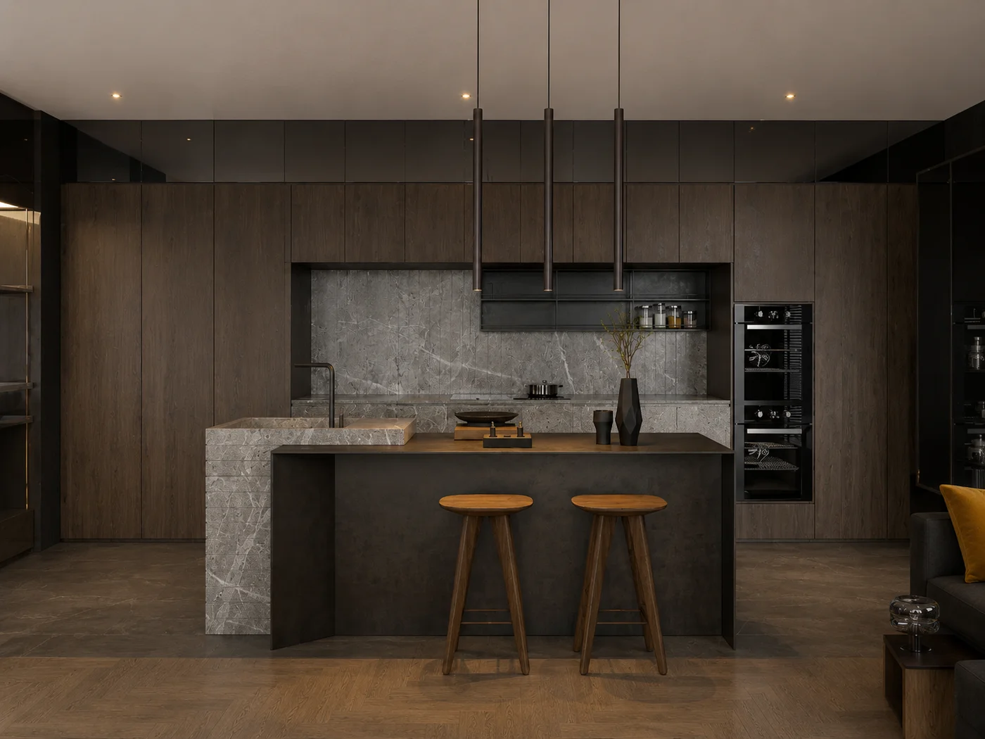 Dark & Dramatic Kitchen Remodel - Residential interior design project by Adi Asher